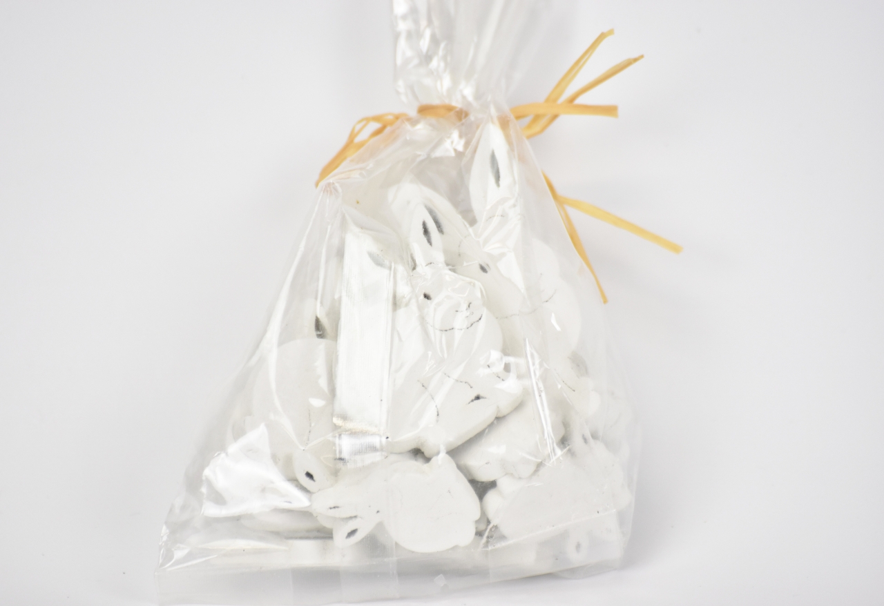 Dřevěný zajíc bílý, sada 20 ks