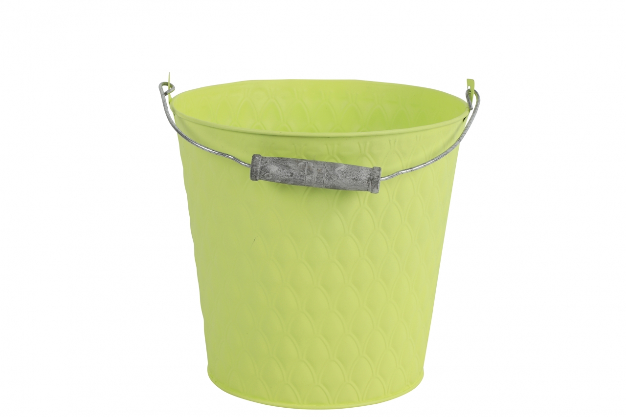 Plechový kyblík s uchem Sannah S žlutý 20x20x19 cm