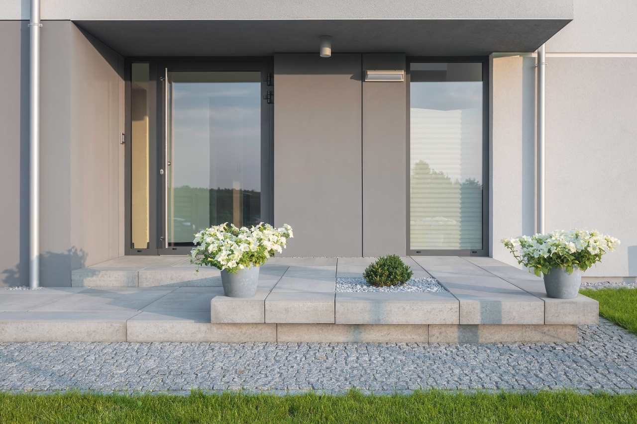 Plastový květináč Magnolia eco beton efekt 300 mm, černý beton
