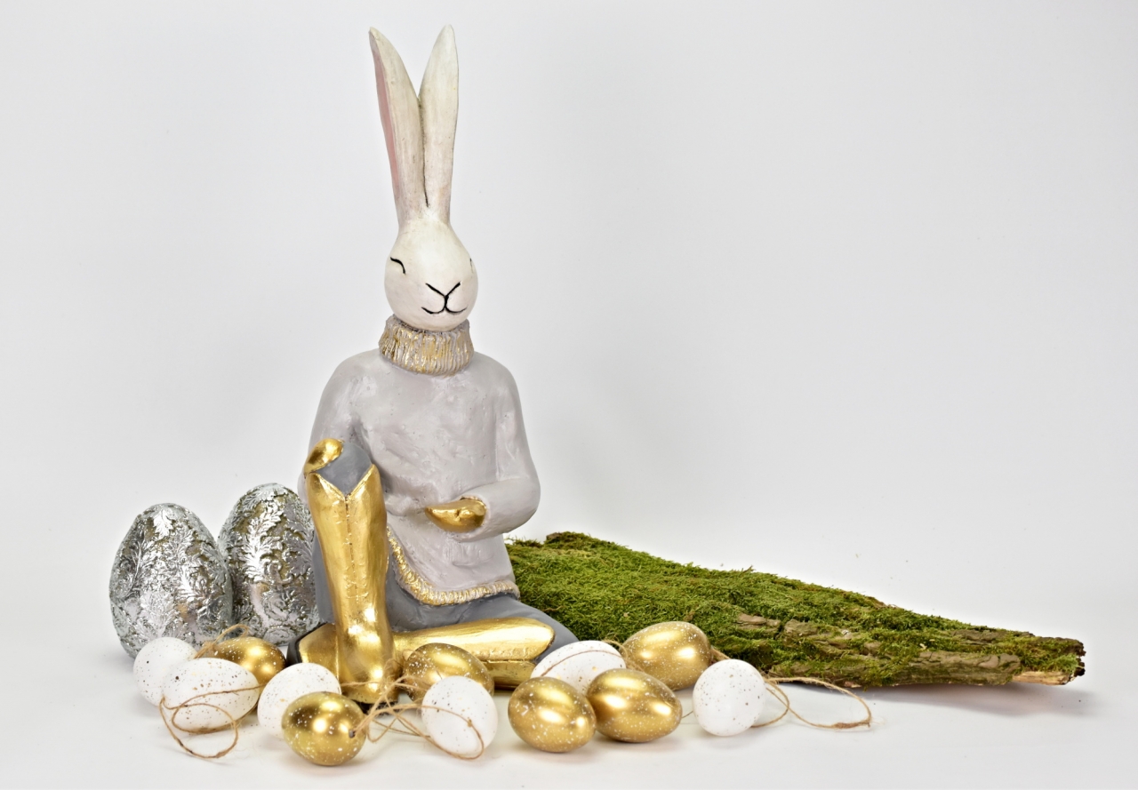 Velikonoční zajíc s vajíčkem 39x18x18 cm
