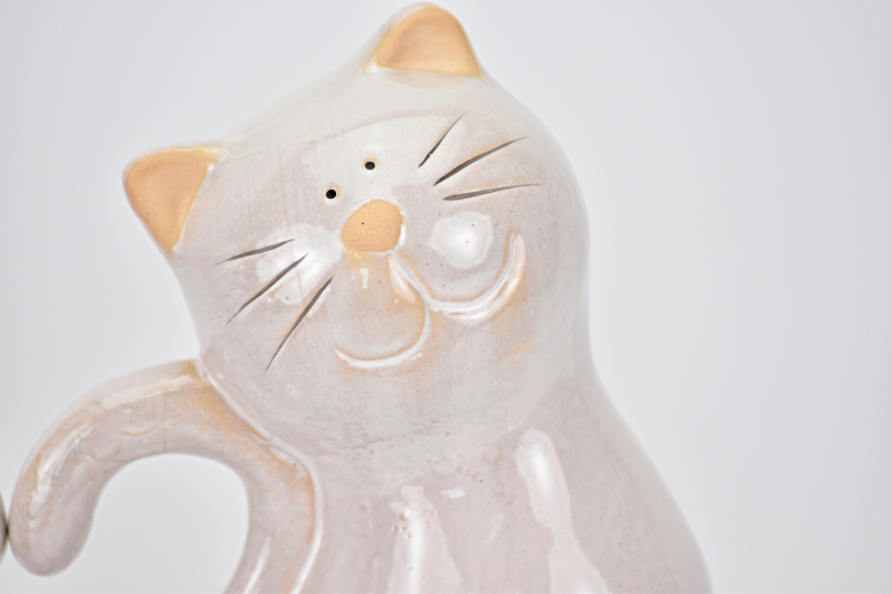 Keramická kočka béžová 20,8x13x9,8 cm mix druhů, balení 2 ks