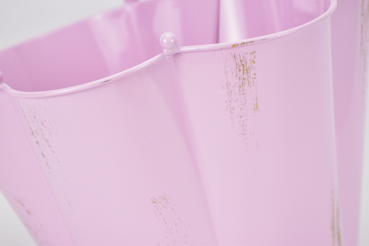 Plechový květináč deštník růžový 32x21x27 cm