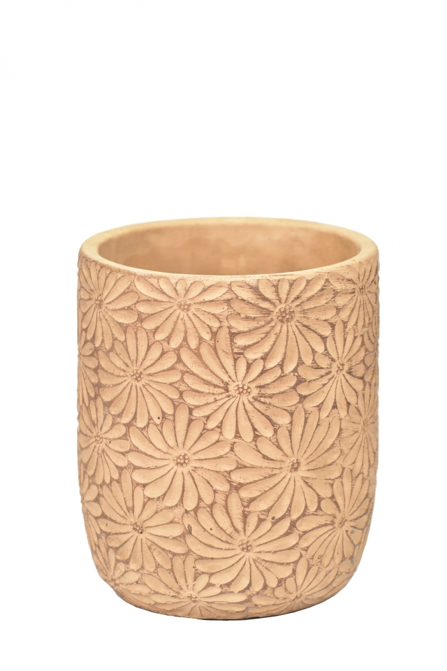 Cementová váza Flowers béžová 16,8x13,8 cm