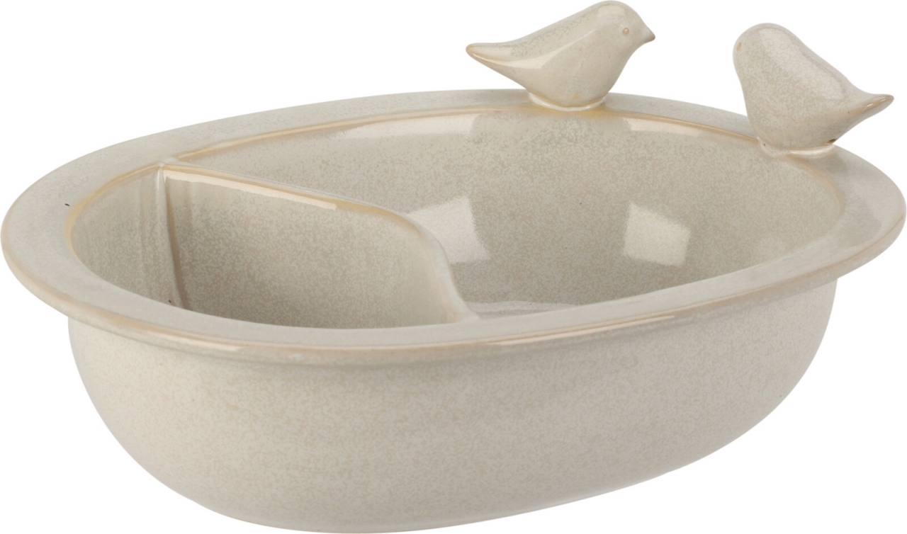 Keramické pítko s ptáčkem 20x15 cm, bílé