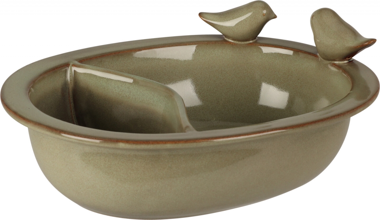 Keramické pítko s ptáčkem 20x15 cm, zelené