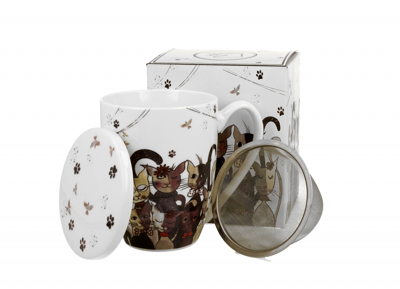 Porcelánový hrnek byliňák Cats Family 360 ml v dárkové krabičce