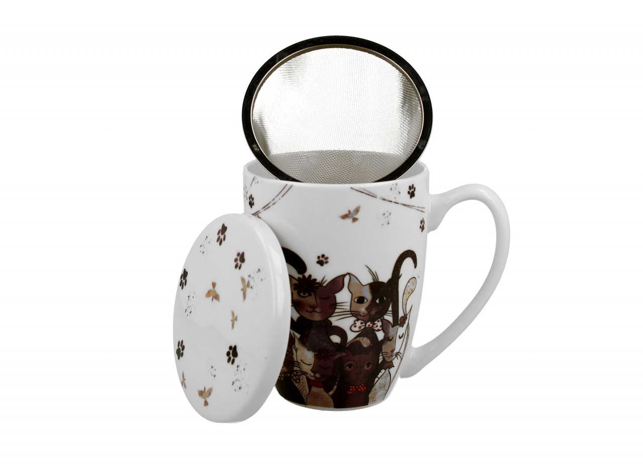 Porcelánový hrnek byliňák Cats Family 360 ml v papírové dóze