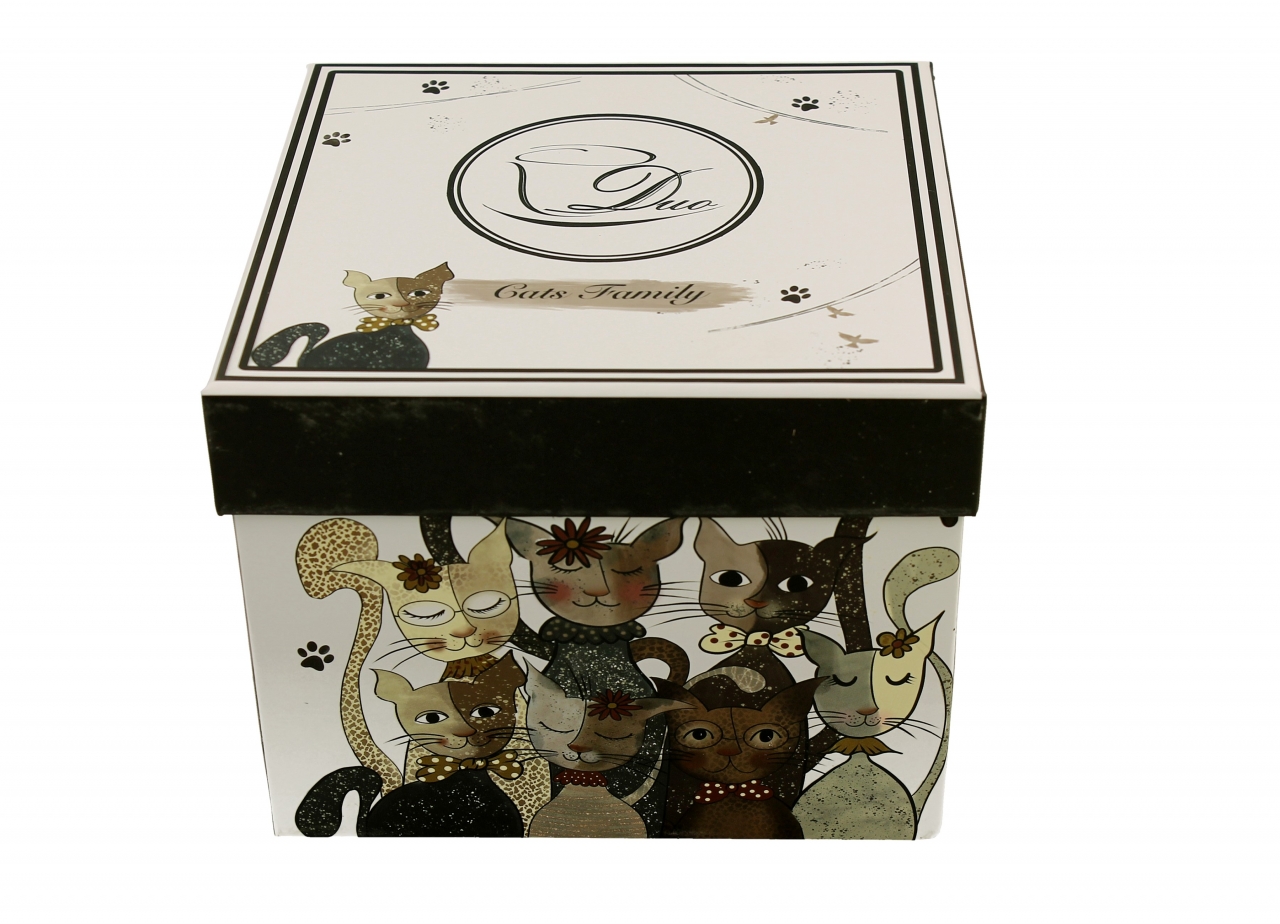 Porcelánový hrnek s podtalířkem Cats Family 250 ml, sada 2 ks v dárkovém boxu