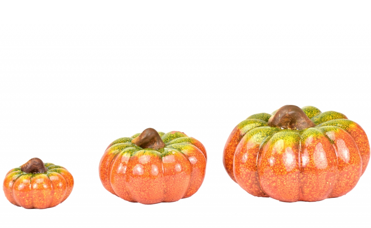 Keramická dýně oranžová/zelená 5x9,5 cm