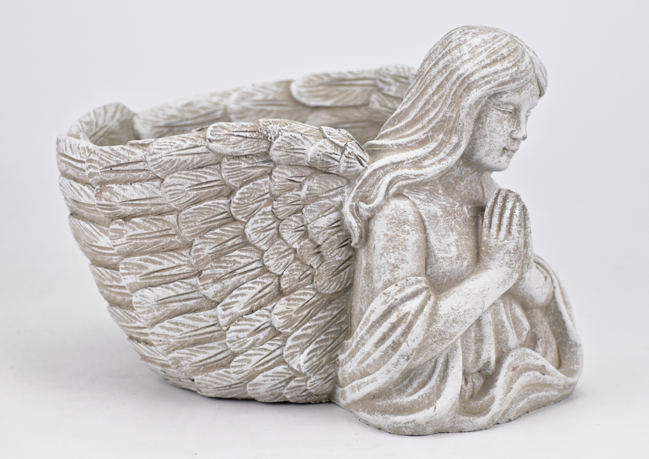Květináč s andělem cement 13x20x15 cm