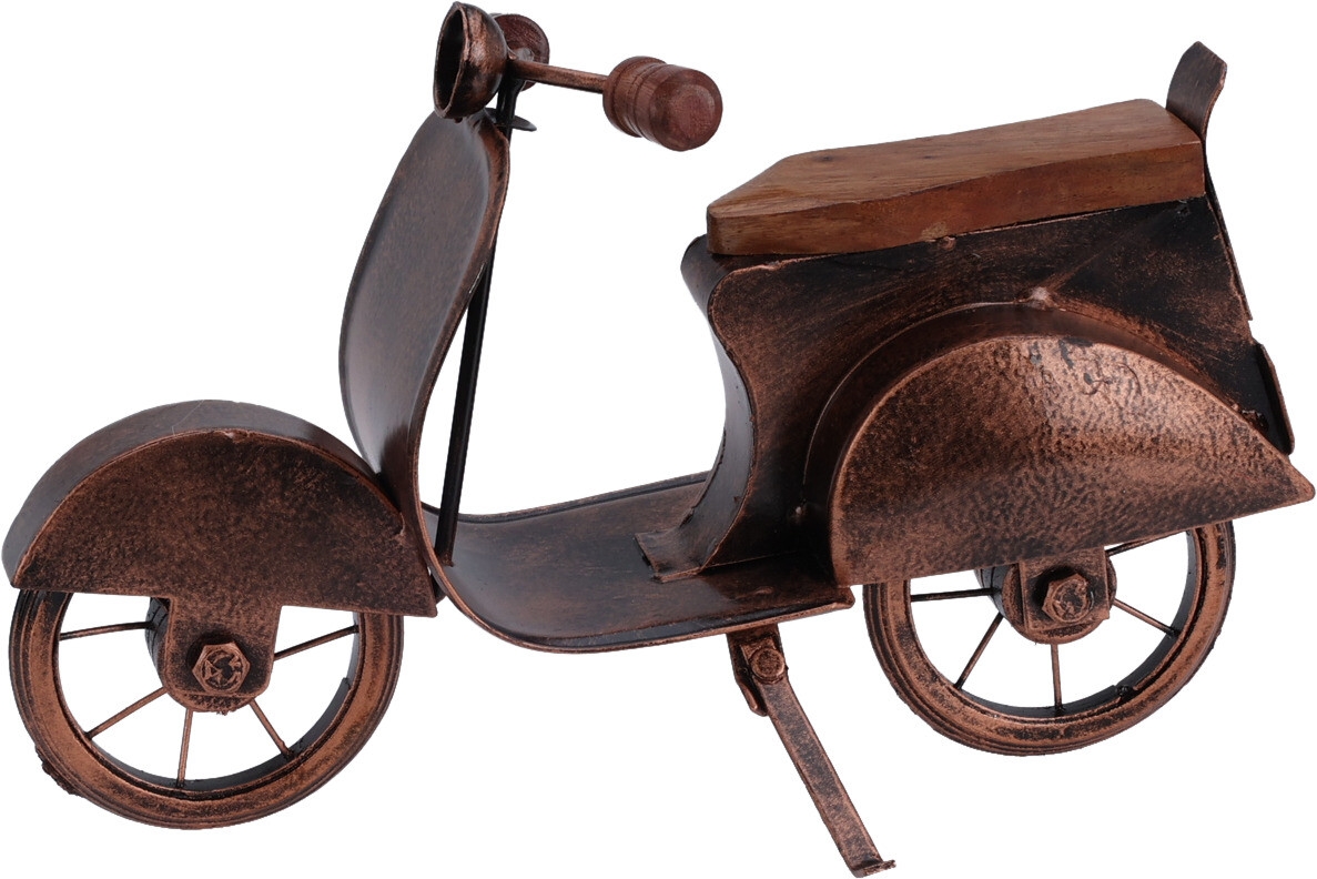 Dekorativní kovový skútr hnědý