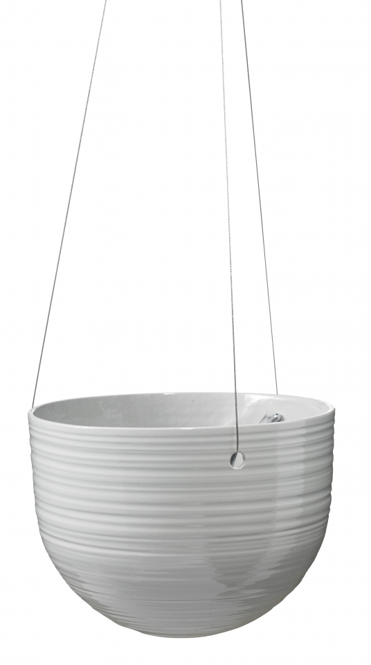 Závěsný keramický květináč Bergamo 18 cm lesklý šedý
