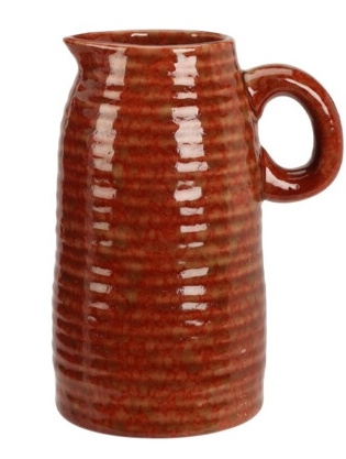 Kameninová váza s uchem červená