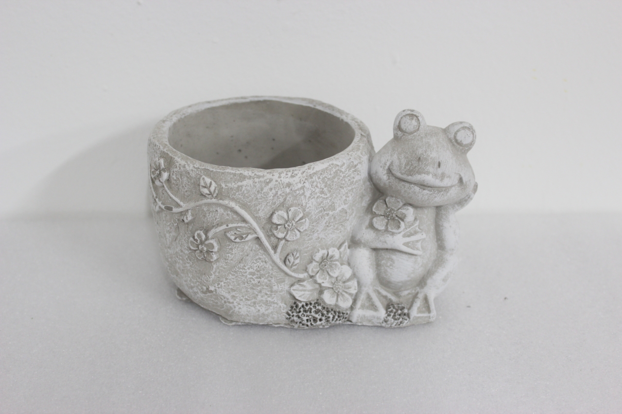 Cementový obal na květiny žába 12 cm