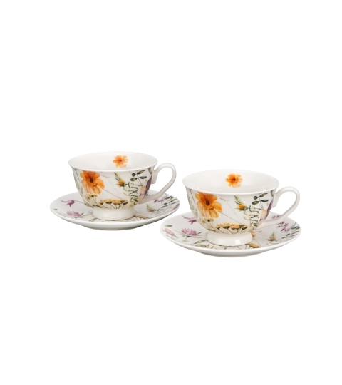 Sada 2 porcelánových hrnků s podšálky PANSY 250ml