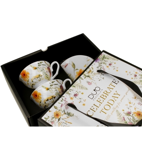 Sada 2 porcelánových hrnků s podšálky PANSY 250ml
