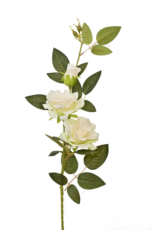Umělá růže 95 cm, krémová
