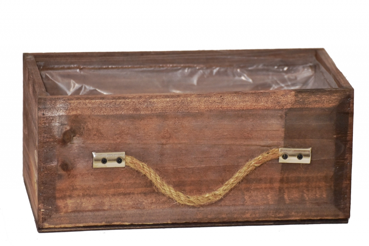 Dřevěný květináč zásuvka 12x27x14,2 cm, hnědý