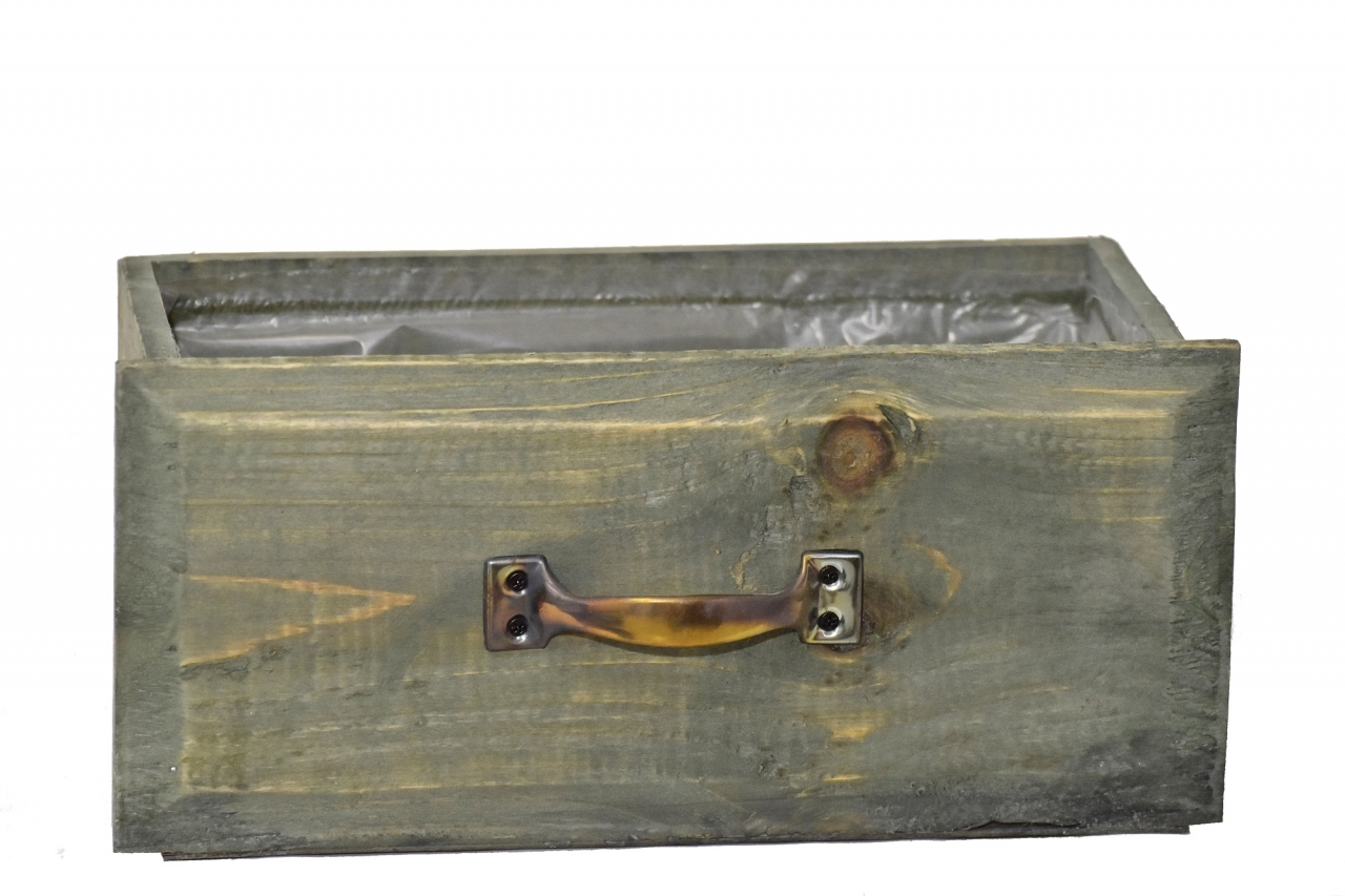 Dřevěný květináč zásuvka 13,2x29x14 cm, zelený
