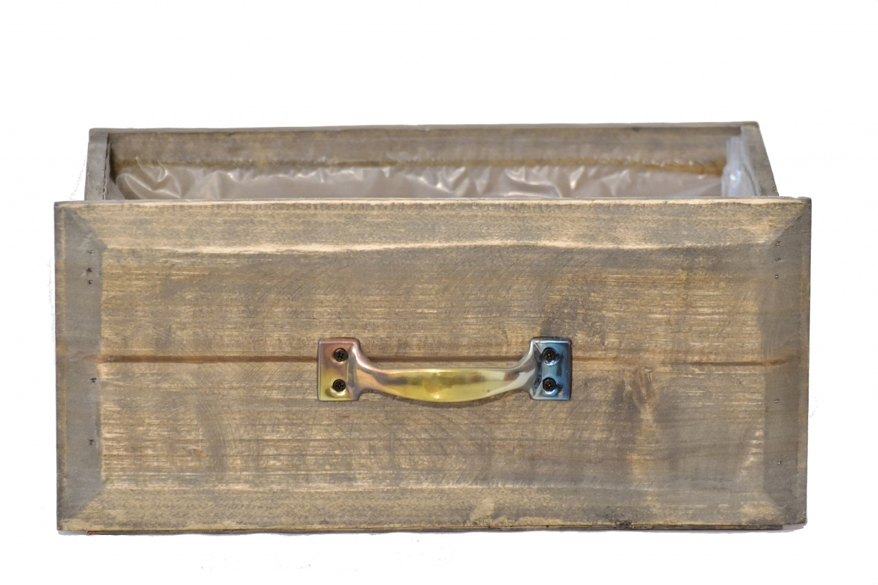 Dřevěný květináč zásuvka 13,2x29x14 cm, šedý