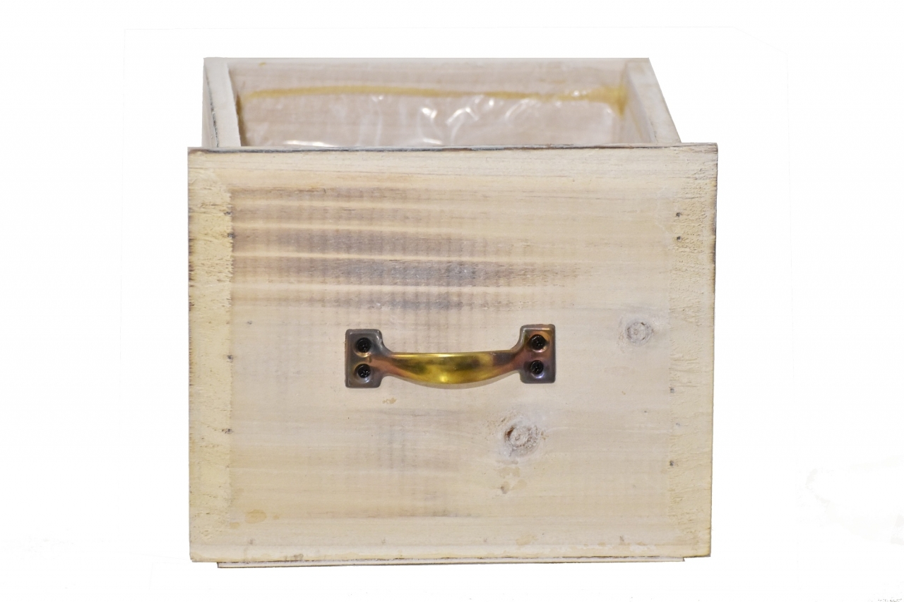Dřevěný květináč zásuvka 15,2x18,5x16,2 cm, přírodní