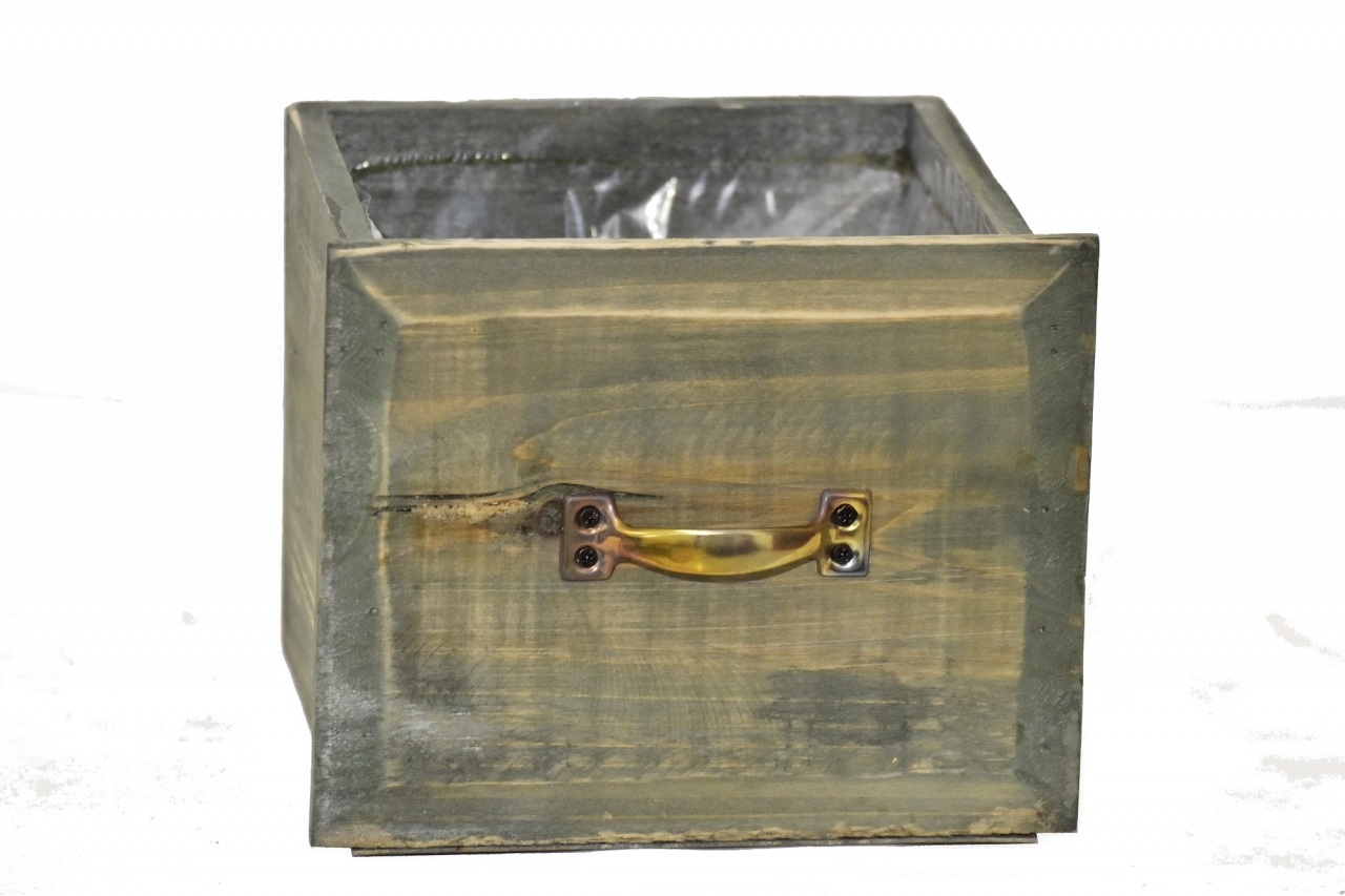 Dřevěný květináč zásuvka 15,2x18,5x16,2 cm, zelený