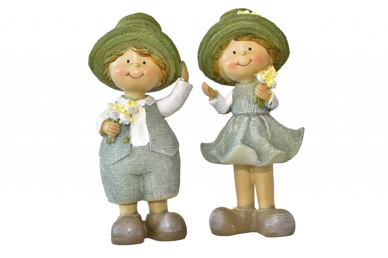 Holčička a chlapeček 19 cm, zelená (133393 015 CAP-8-01872-21 figurka)