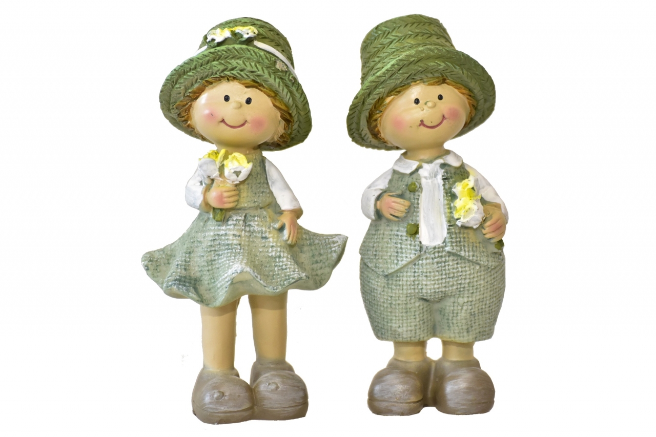 Holčička a chlapeček 13 cm, zelená (133394 015 CAP-8-01873-21 figurka)