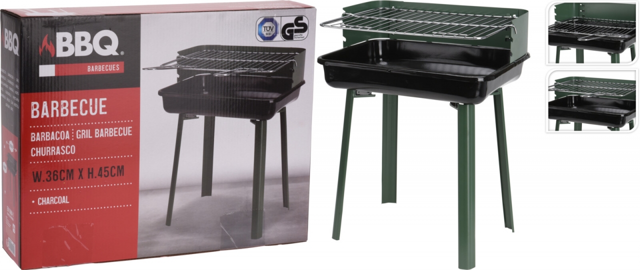 BBQ gril na dřevěné uhlí 45x36x31 cm, zelený