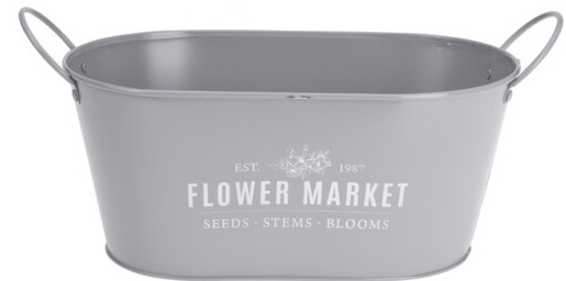 Oválný květináč Flower market šedý 26,3x16,5x12 cm