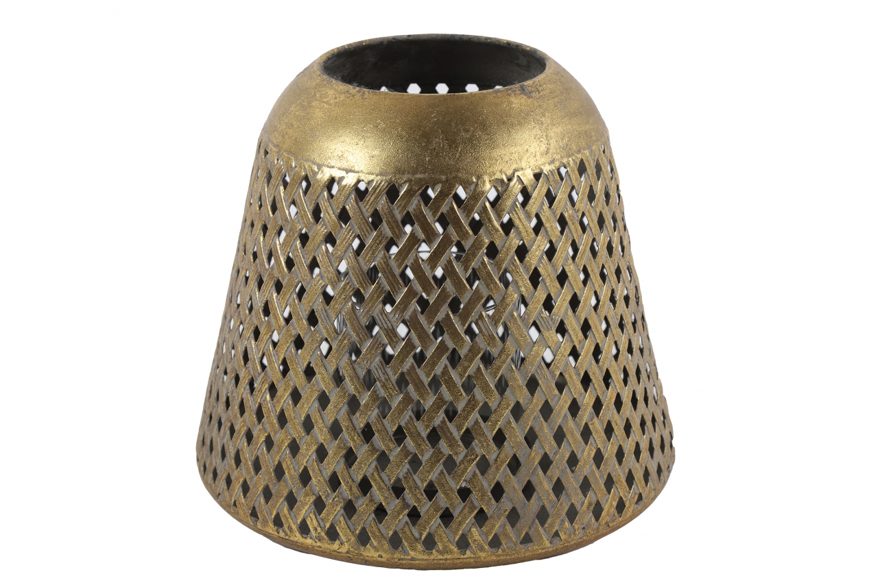 Kovový svícen Ramona gold 19,5x21 cm
