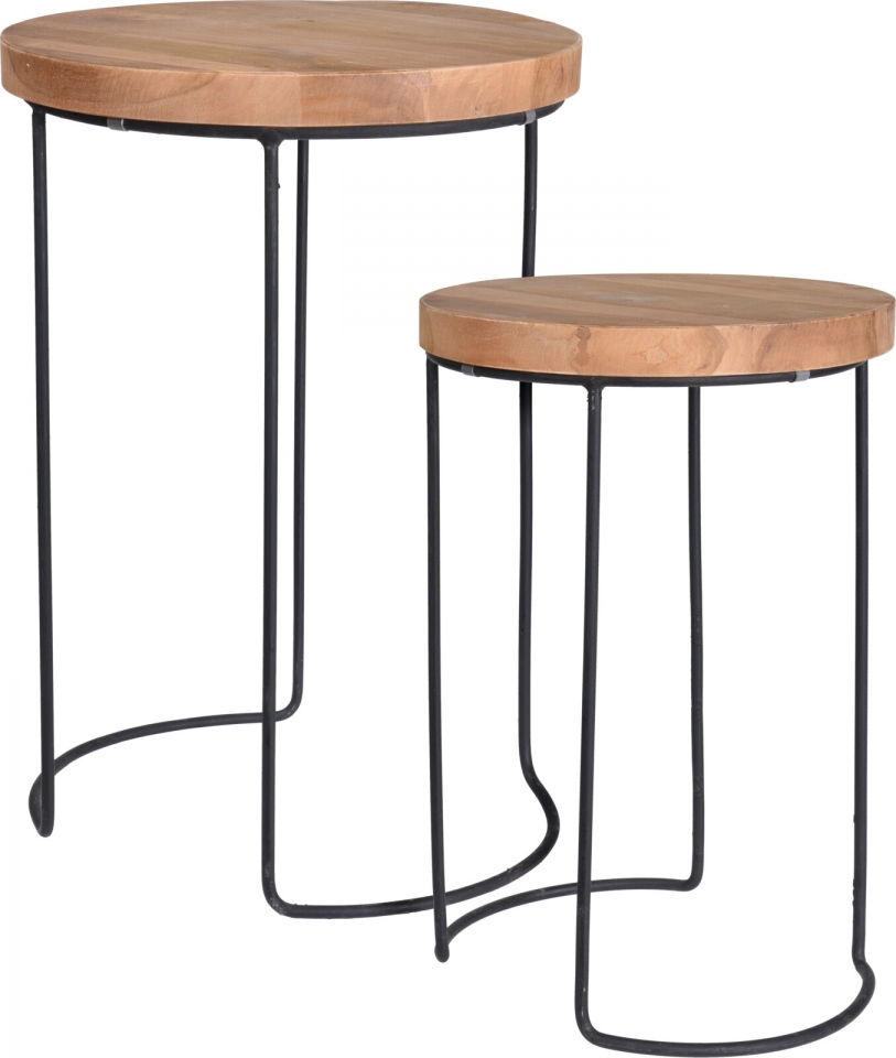 Odkládací stolek z týkového dřeva, sada 2 ks