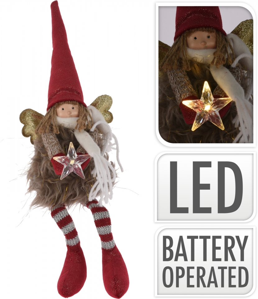 Plyšový anděl s LED hvězdou 37 cm