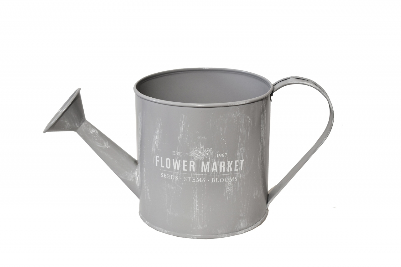 Konvička Flower market šedá s patinou 13x13x27,5 cm