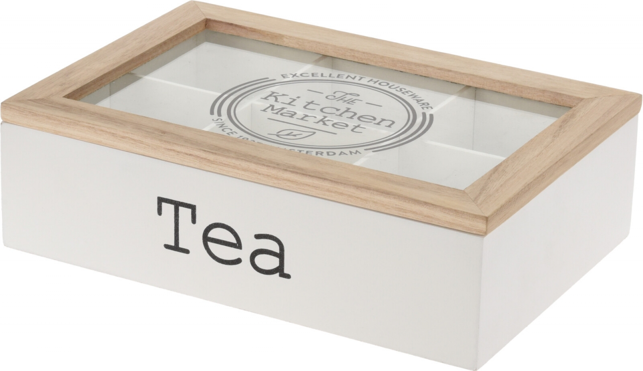 Dřevěný box na čaj 7x16,5x24 cm bílý