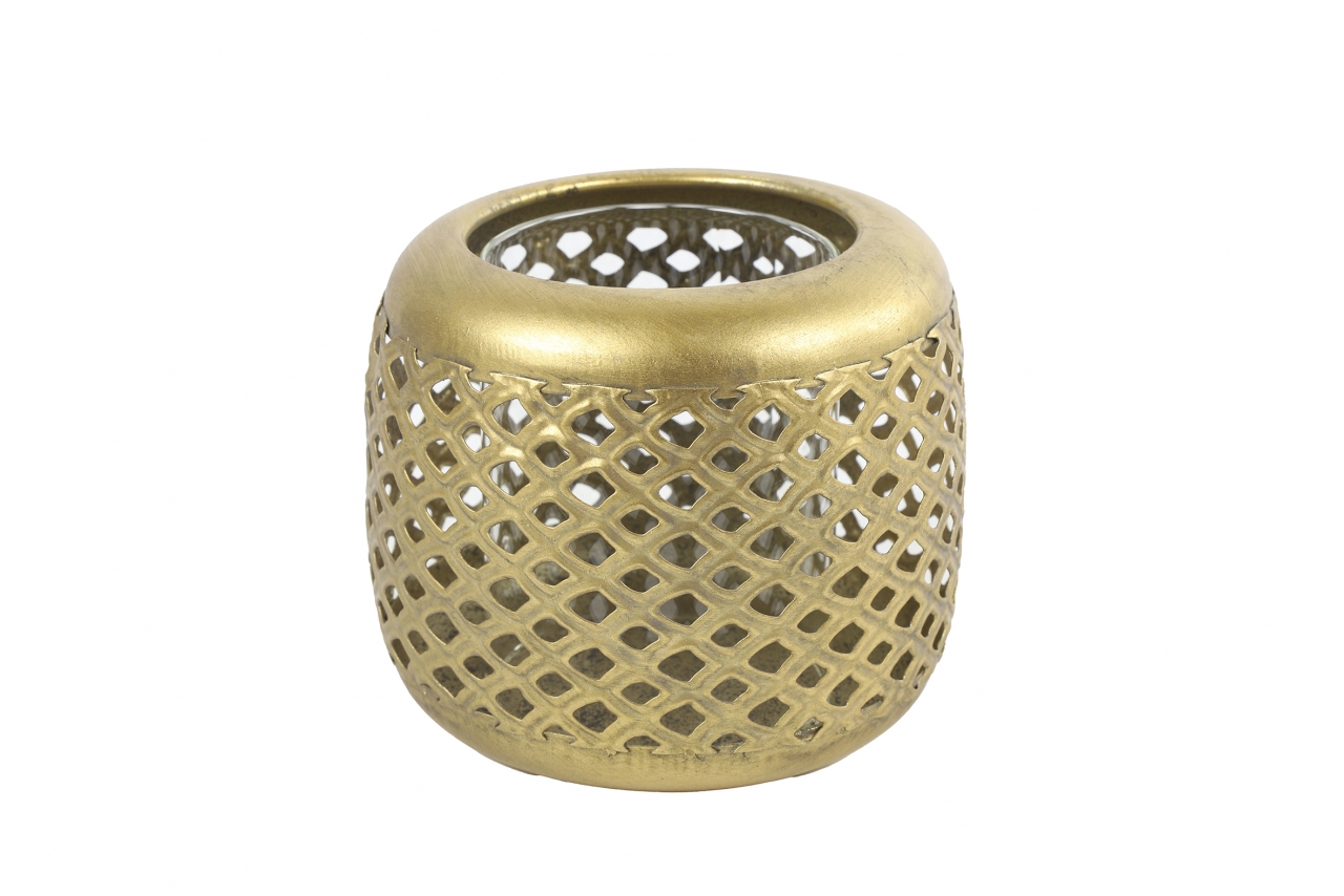 Kovový svícen Alycia gold 9,5x11,5 cm