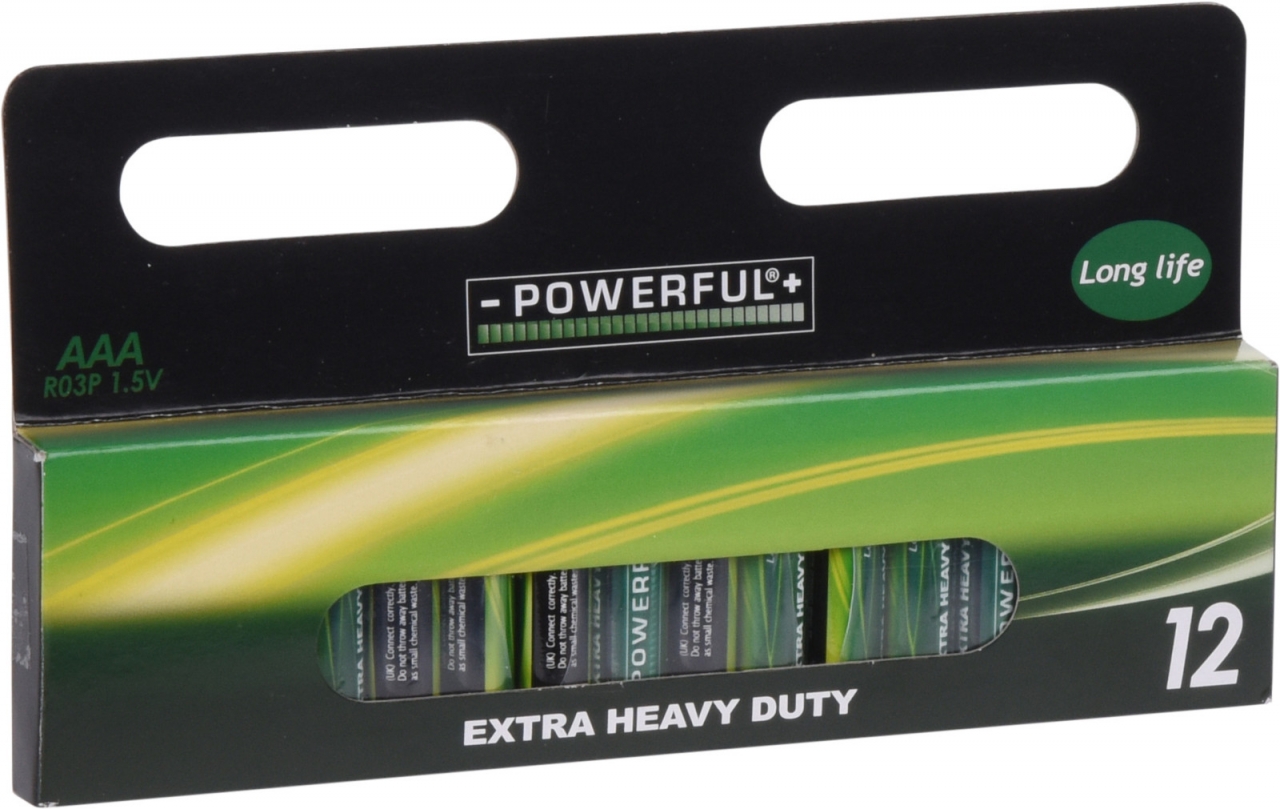 Baterie EXTRA HEAVY DUTY Powerful - AAA, R03P, 1,5V, 12 ks