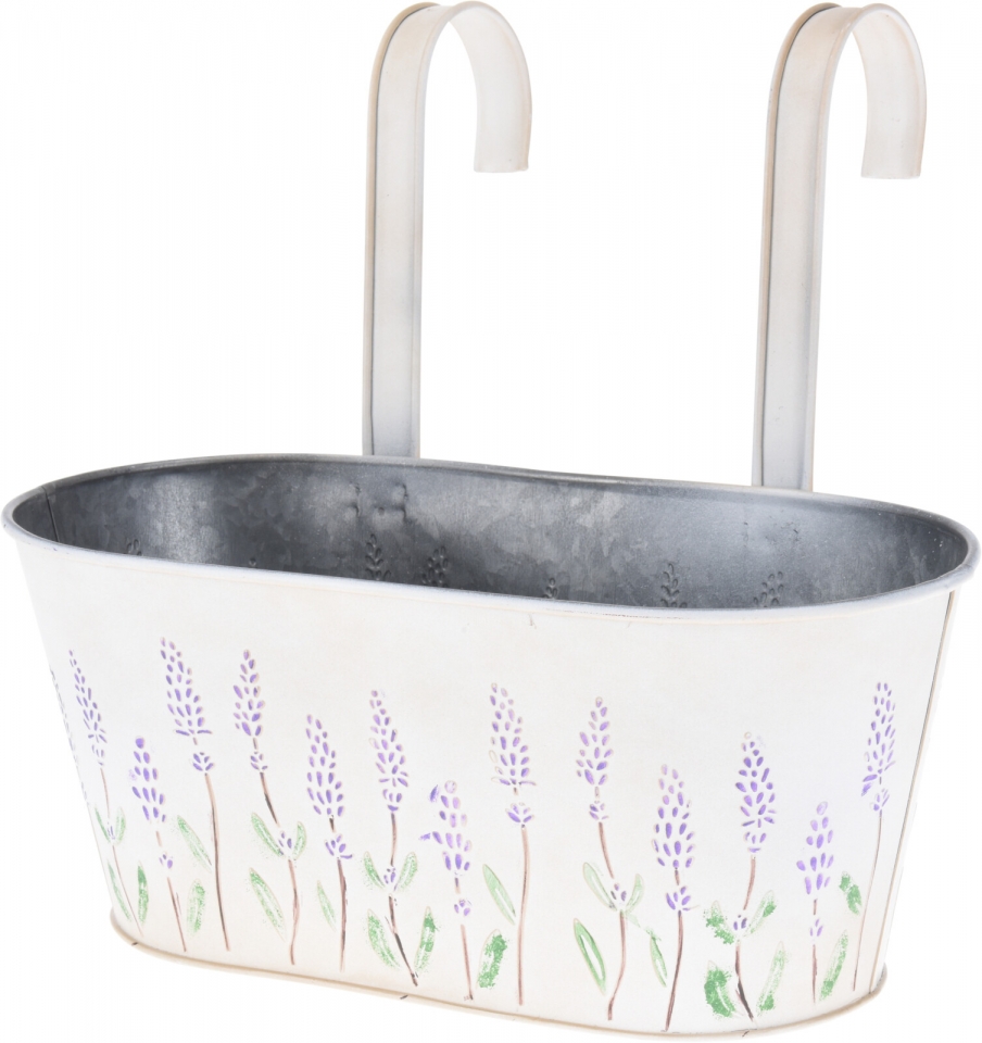 Oválný plechový květináč Flowers na zavěšení 10,5x12,5x29,5 cm