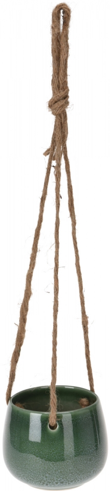 Tmavě zelený keramický závěsný květináč 9x11 cm
