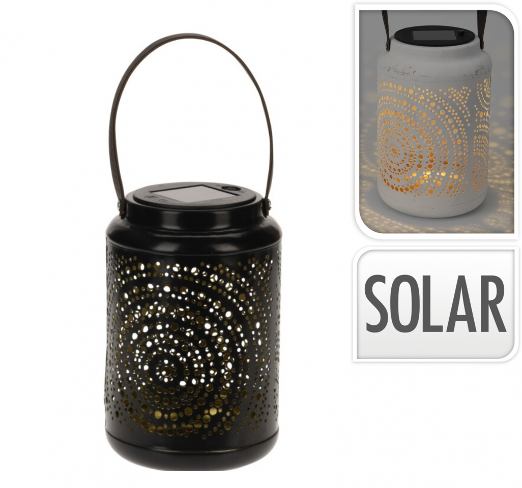 Kovová solární LED lampa černá 20x12 cm
