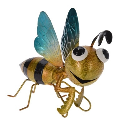 Kovová včelka na květináč 13,5x17x8,5 cm