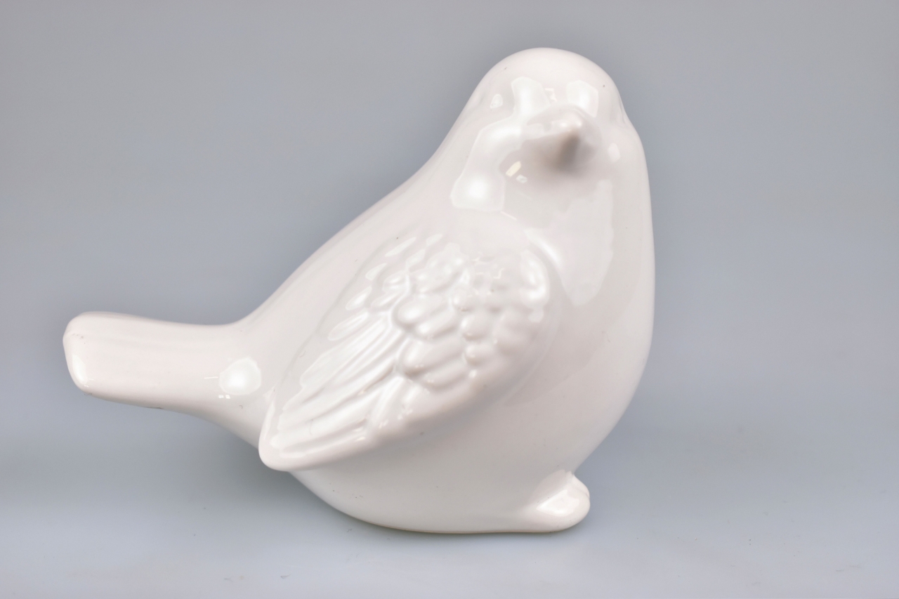 Porcelánový ptáček bílý 8,2 cm