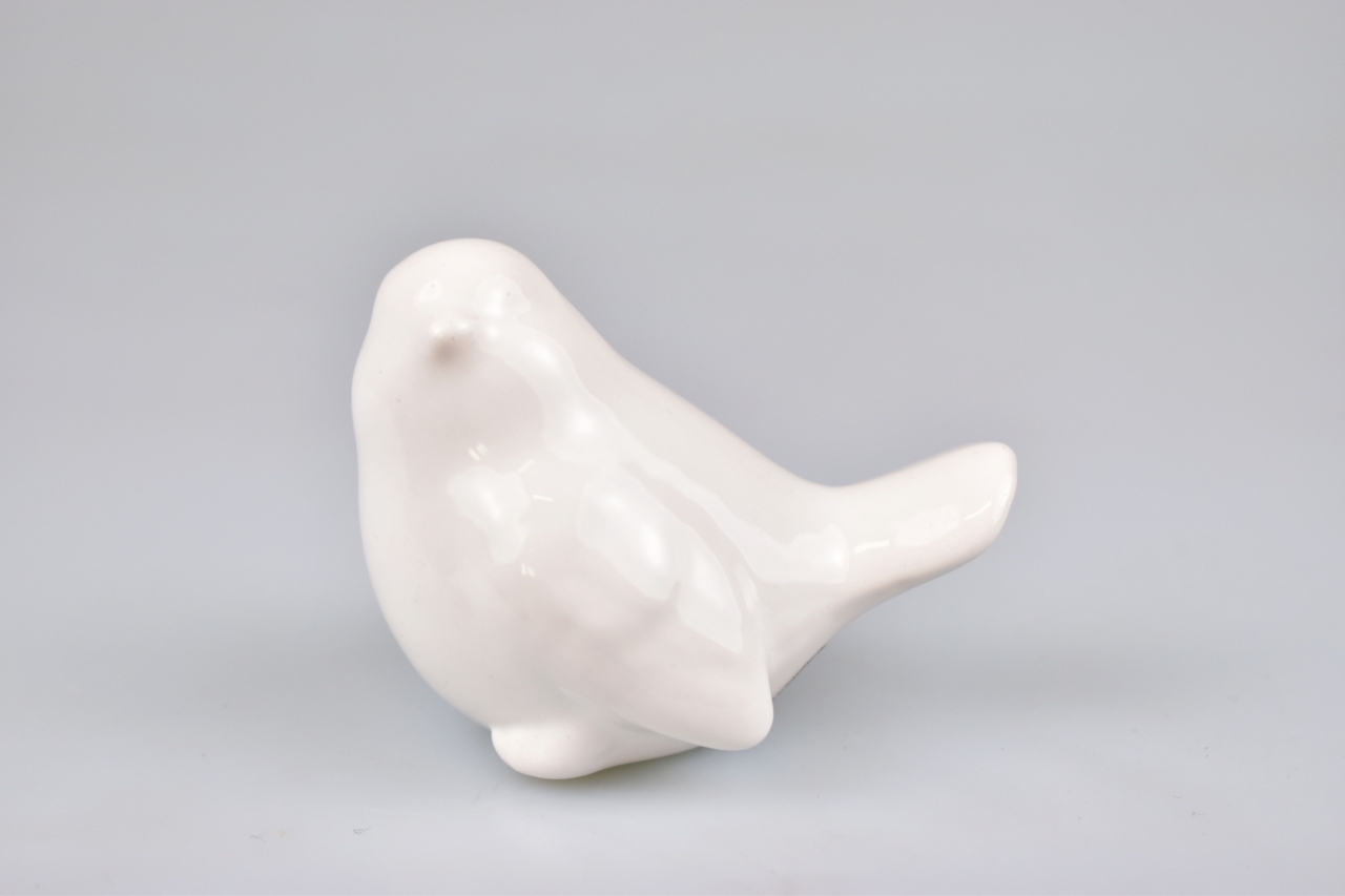 Porcelánový ptáček bílý 6,8 cm