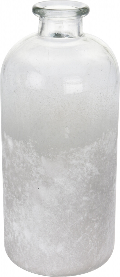 Skleněná váza světle šedá pískovaná 25x11 cm