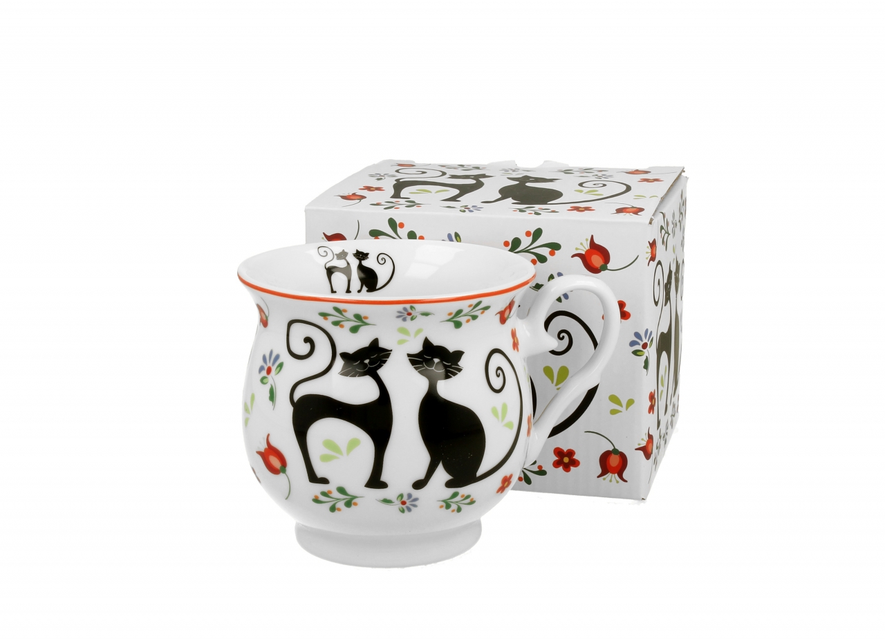 Porcelánový hrnek Etno cats 500 ml v dárkové krabičce
