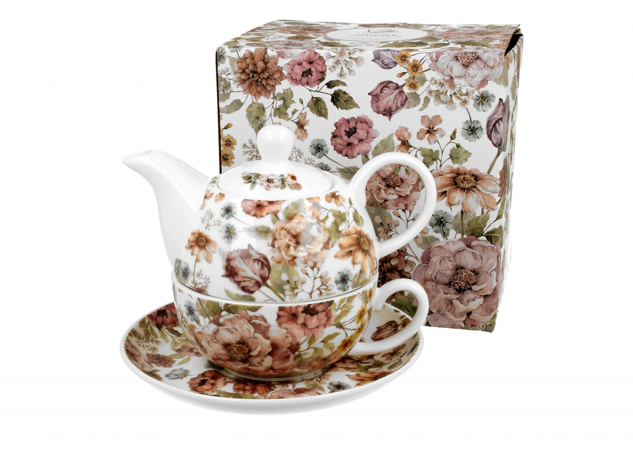 Tea for One Pastel flowers 14x16,4 cm v dárkovém boxu