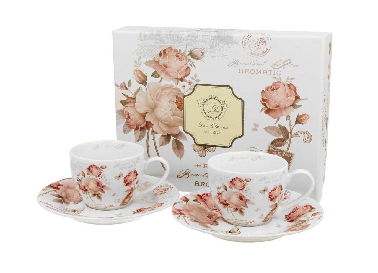 Porcelánový hrnek Secession espresso 110 ml s podtalířkem , sada 2 ks v dárkovém boxu