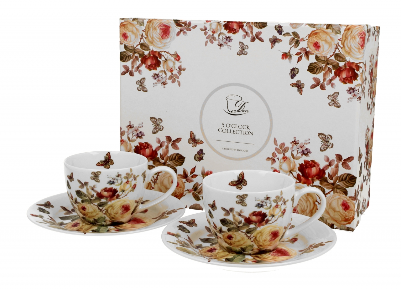 Porcelánový hrnek espresso s podtalířkem Zahra 110 ml, sada 2 ks v dárkovém boxu