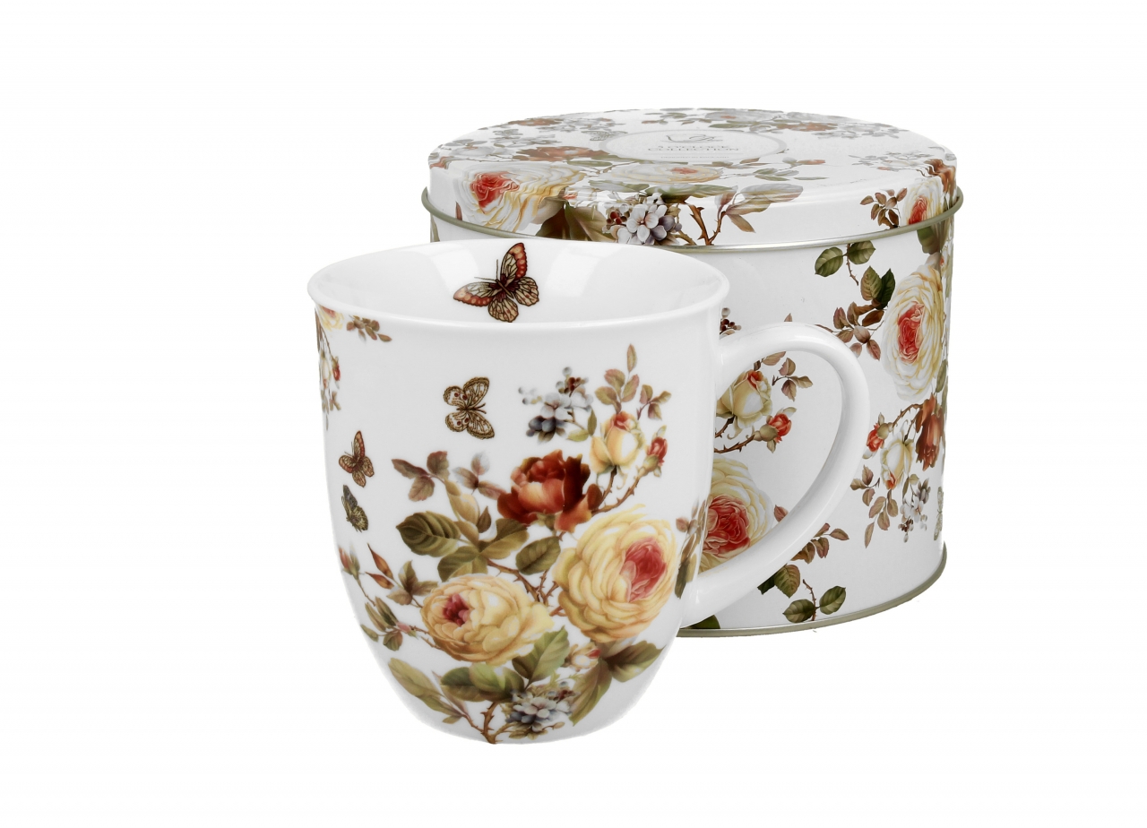 Porcelánový hrnek Zahra 400 ml v plechové dóze