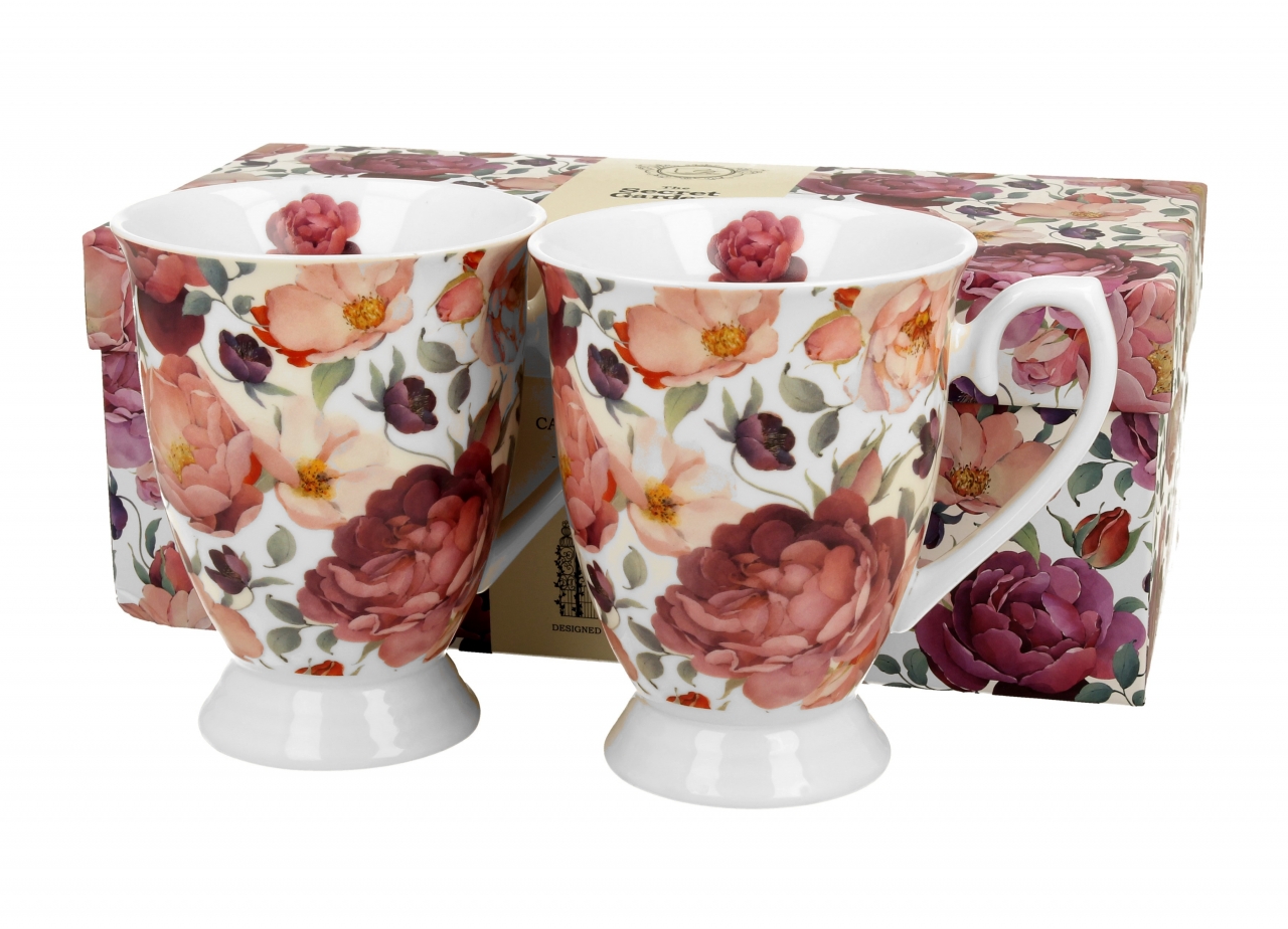 Porcelánový hrnek Spring roses white 300 ml, sada 2 ks v dárkové krabičce
